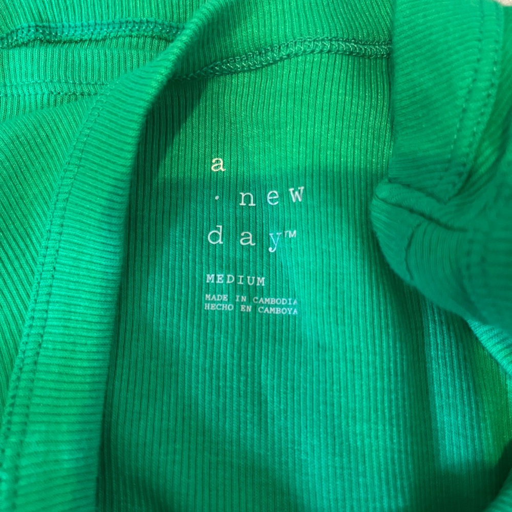 Green Ribbed Women’s Tank Top - Picture 3 of 3